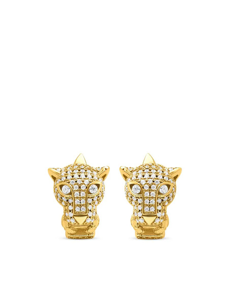  Nialaya Jewelry Sterling Silver Panther Huggie Earrings - Gold 