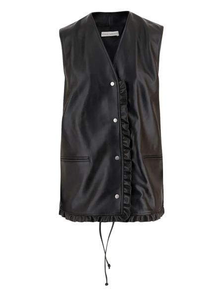  Niccolò Pasqualetti Ruffled Leather Waistcoat - Black 