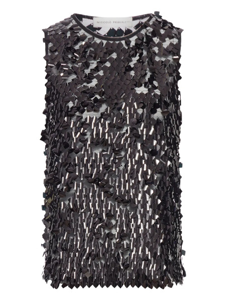  Niccolò Pasqualetti Sequined Tank Top - Black 