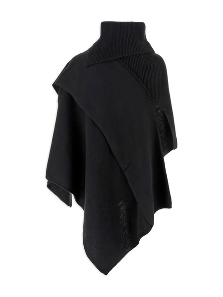  Niccolò Pasqualetti Turtleneck Ribbed-knit Poncho - Black 
