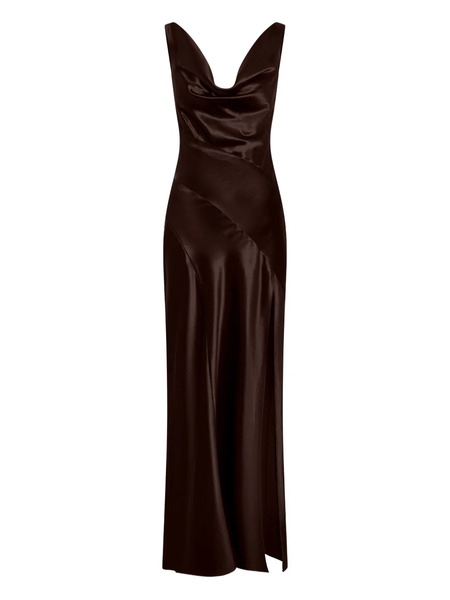  Nicholas Alfina Cowl-neck Slit Maxi Dress - Brown 
