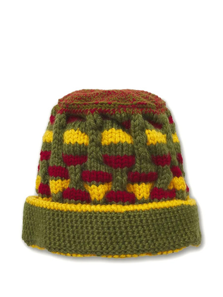  Nicholas Daley Roots Patterned Beanie Hat - Green 