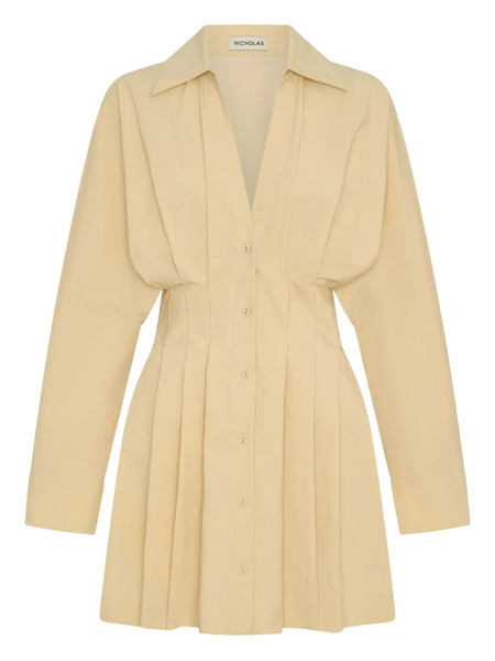  Nicholas Fabienne Pleated Button-front Shirt Dress - Neutrals 