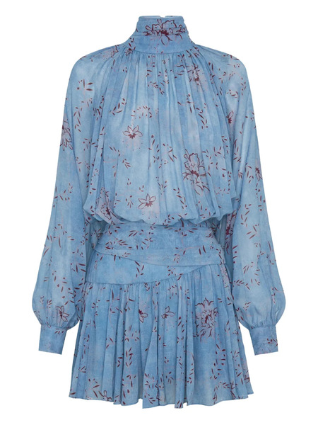  Nicholas Floral-print High-neck Mini Dress - Blue 