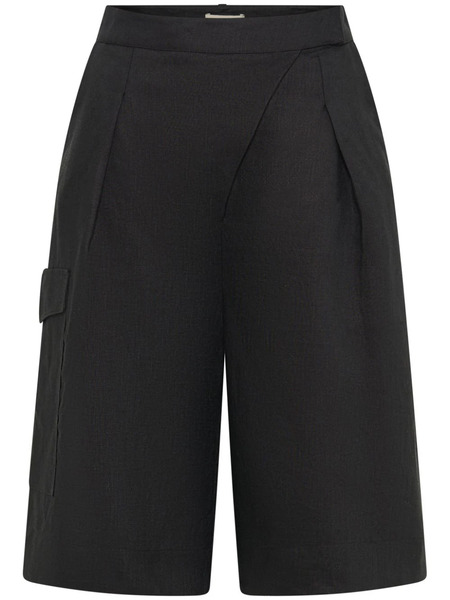  Nicholas Imani Overlapped Linen Bermuda Shorts - Black 