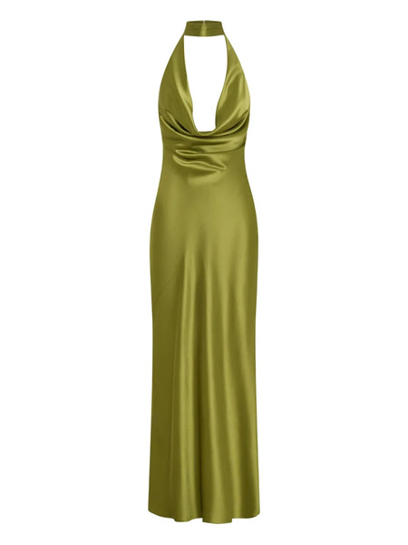  Nicholas Lyria Cowl-neck Halter Maxi Dress - Green 