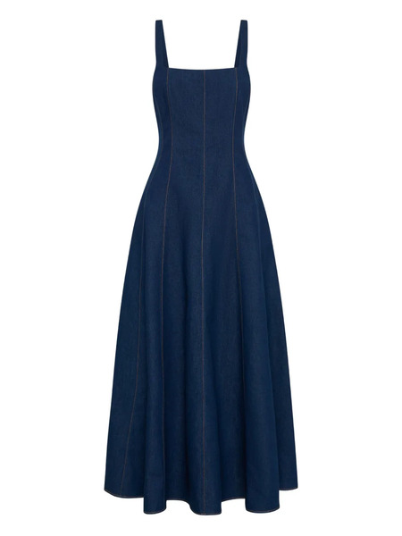  Nicholas Square-neck Denim Maxi Dress - Blue 