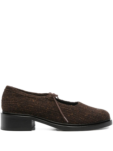 Nicole Saldaña Fabiana Textured-knit Mules - Brown 