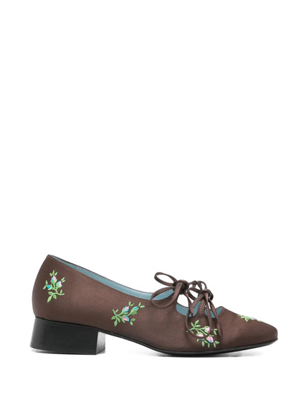  Nicole Saldaña Isabel Floral-embroidered Pumps - Brown 