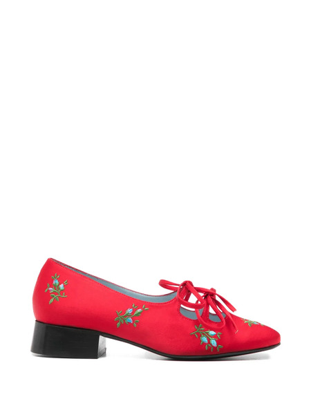  Nicole Saldaña Isabel Floral-embroidery Pumps - Red 