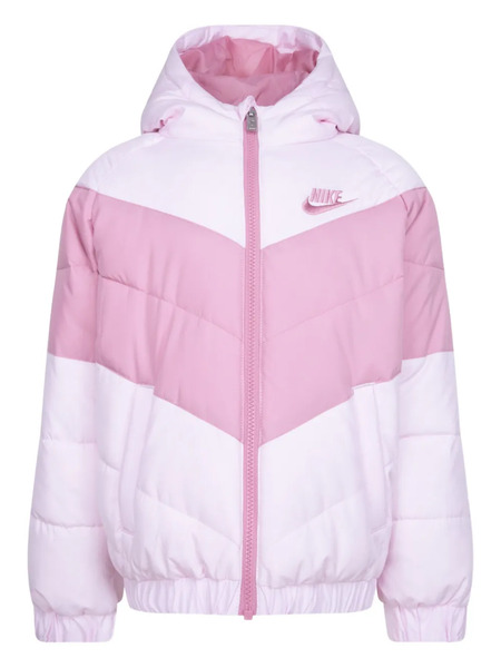  Nike Kids Chevron-panelled Hooded Puffer Jacket - Pink 