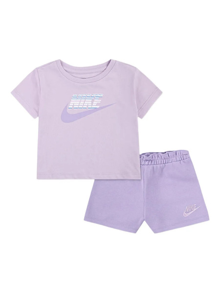  Nike Kids Logo-embroidered Shorts Set - Purple 