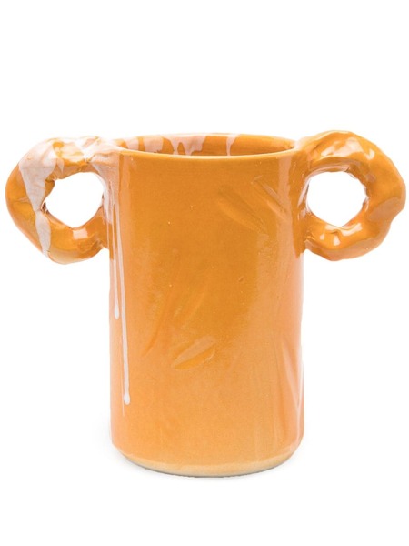  Niko June Studio Paint-splatter Ceramic Vase - Orange 