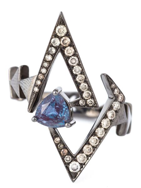  Nikos Koulis Geometric Sapphire And Diamond Ring - Metallic 