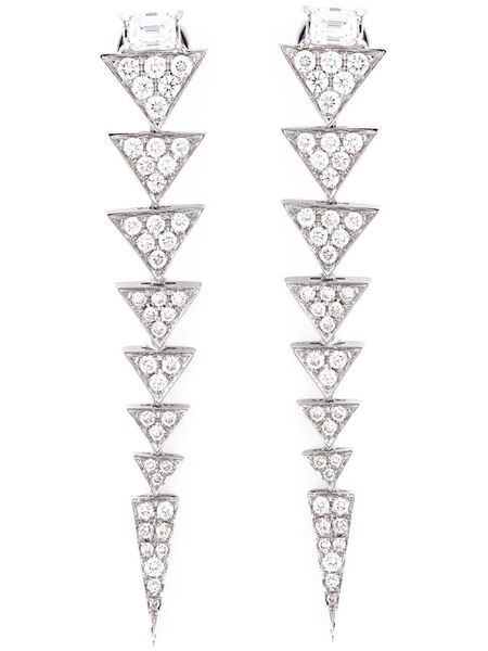  Nikos Koulis Long Triangle Drop Diamond Earrings - Metallic 