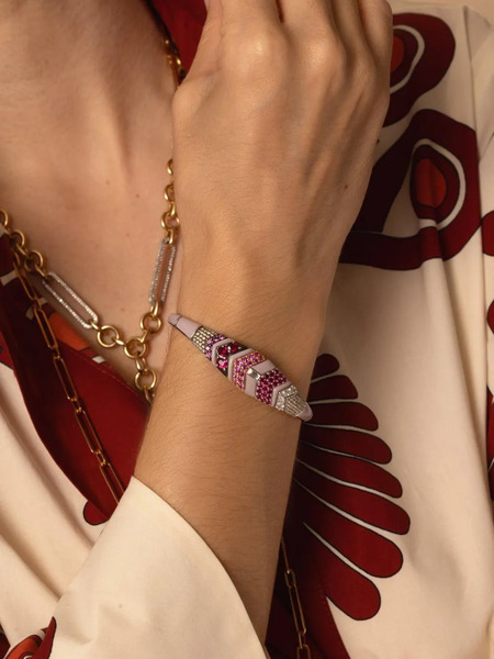  Nikos Koulis Oui Diamond, Ruby And Sapphire Bracelet - Silver 