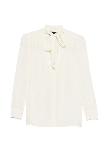  Nili Lotan Colt Tie-neck Shirt - Neutrals 