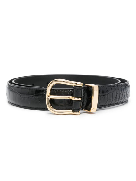  Nili Lotan Crocodile-effect Patent-leather Belt - Black 