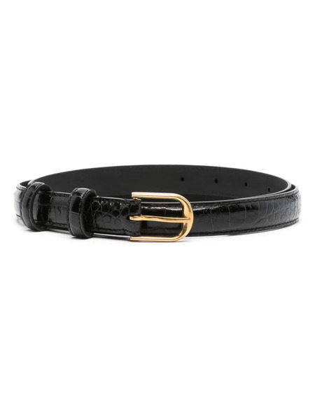  Nili Lotan Crocodile-embossed Leather Belt - Black 