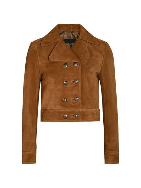  Nili Lotan Double-breasted Leather Jacket - Brown 