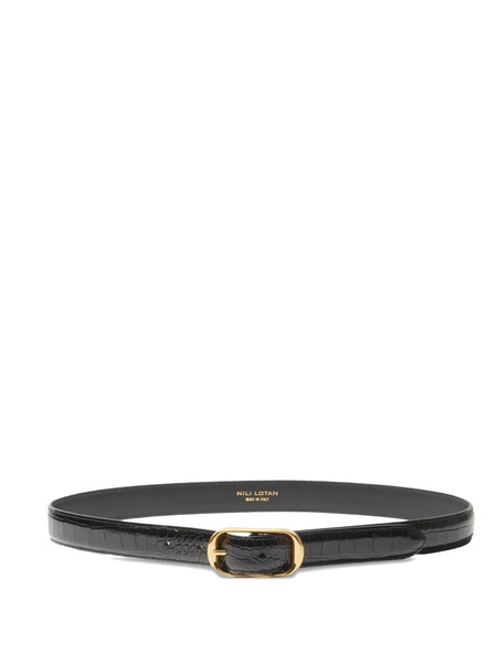  Nili Lotan Reine Embossed Buckle Belt - Black 