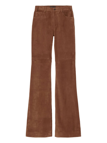  Nili Lotan Roe Flared Suede Trousers - Brown 