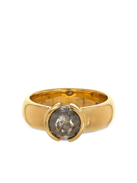  Nimo With Love 18k Yellow Gold Chubby Diamond And Sapphire Ring 
