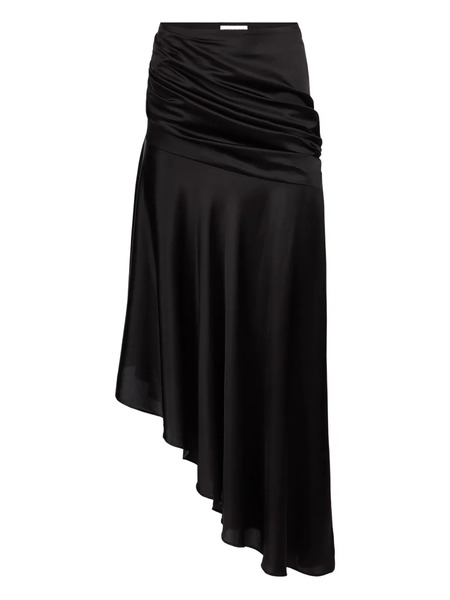  Nina Ricci Asymmetric Draped Satin Skirt - Black 
