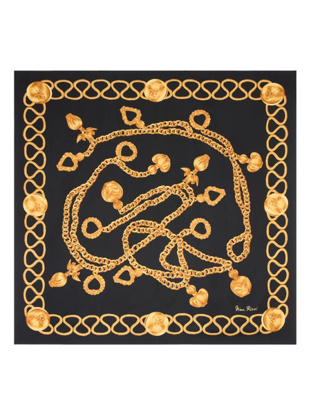  Nina Ricci Chains Silk Scarf - Black 