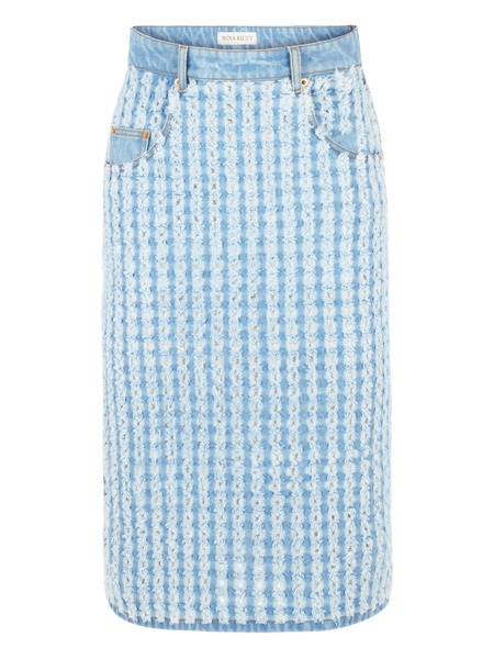  Nina Ricci Denim Midi Skirt - Blue 