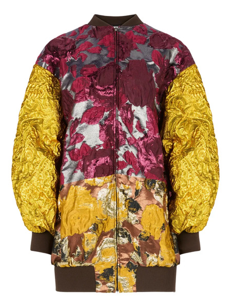  Nina Ricci Jacquard Patchwork Bomber - Red 