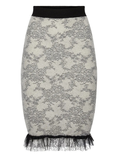  Nina Ricci Lace-pattern Midi Skirt - Grey 