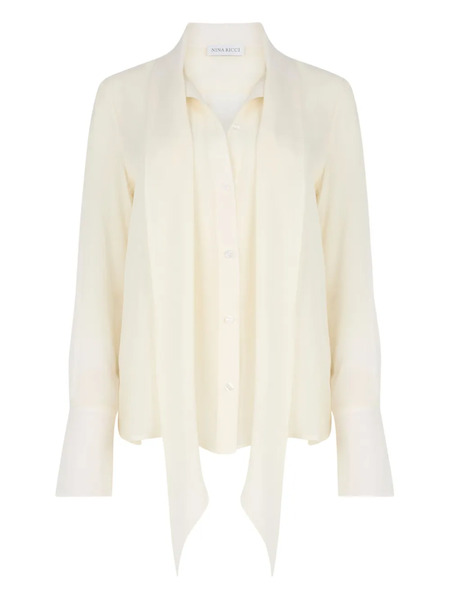  Nina Ricci Lavalliere Satin Shirt - Neutrals 