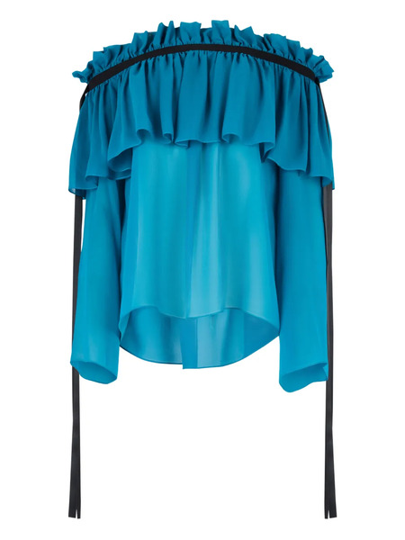  Nina Ricci Off-shoulder Silk Top - Blue 