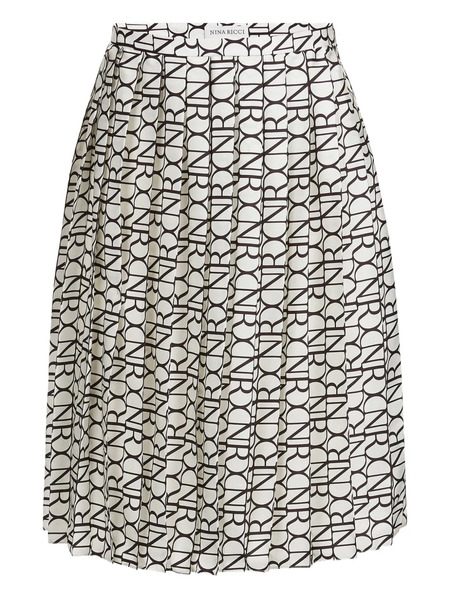  Nina Ricci Pleated Monogram Skirt - White 