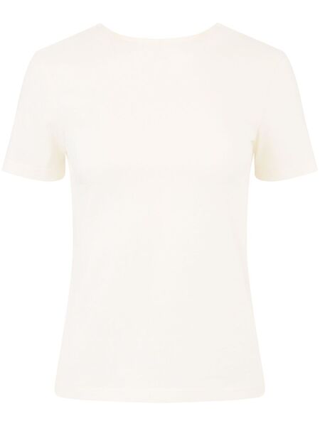 Nina Ricci Plunging Draped Back T-shirt - Neutrals 