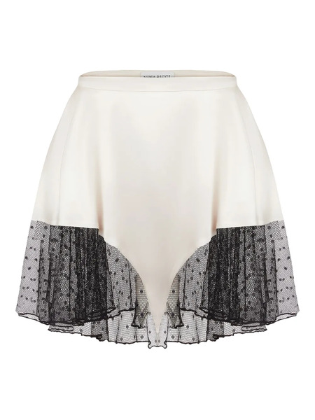  Nina Ricci Satin Lace-trimmed Mini Skirt - Neutrals 