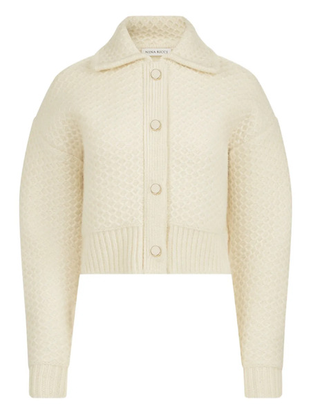  Nina Ricci Textured-wool Cardigan - Neutrals 