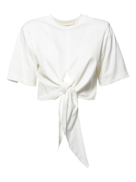  Nineminutes Tie-front Short-sleeve T-shirt - White 