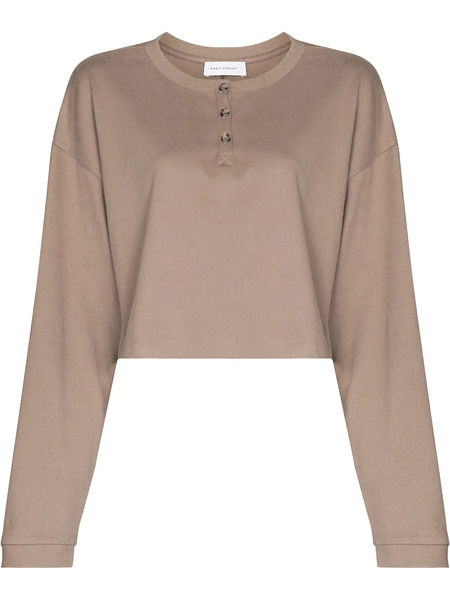  Ninety Percent Cropped Crew Neck Sweatshirt - Brown 