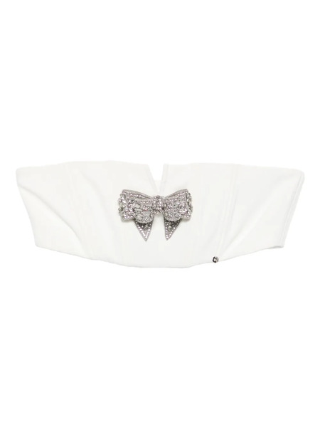 Nissa Bow-embellished Crop Top - White 