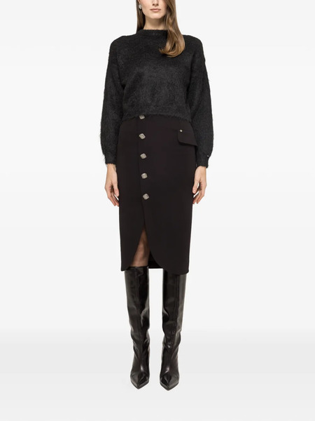  Nissa Button-detail Midi Skirt - Black 