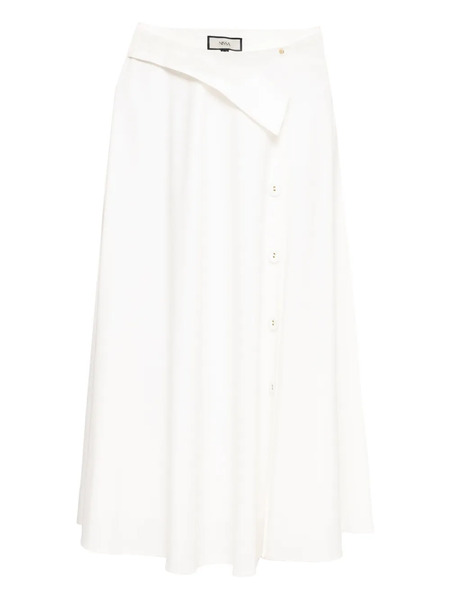  Nissa Buttoned Asymmetric Skirt - White 