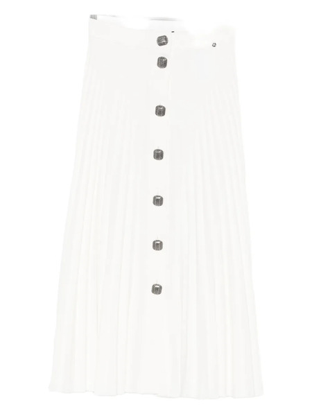  Nissa Buttoned Pleated Midi Skirt - White 