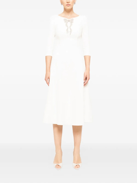  Nissa Crystal-embellished Flared Midi Dress - White 