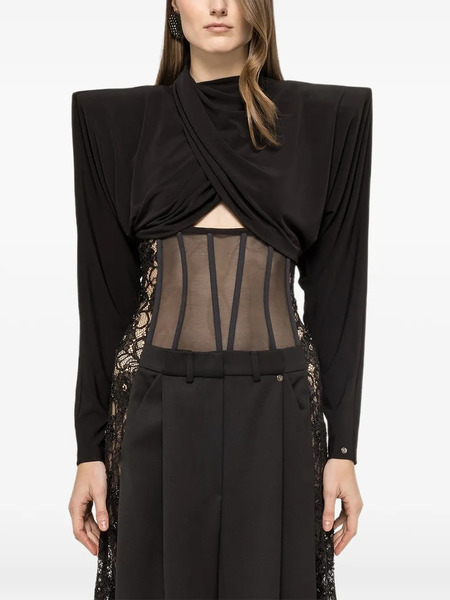  Nissa Draped Crop Top - Black 