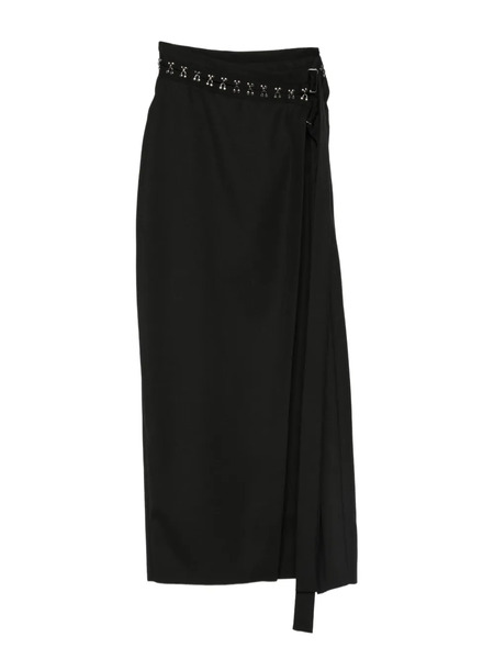  Nissa Embellished Wrap Midi Skirt - Black 