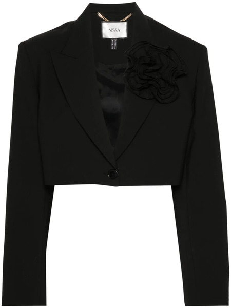  Nissa Floral-appliqué Single-breasted Blazer - Black 