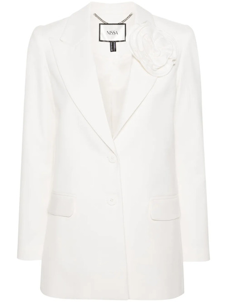  Nissa Floral-appliqué Single-breasted Blazer - White 