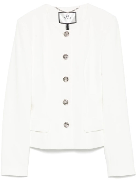 Nissa Floral-buttons Blazer - White 
